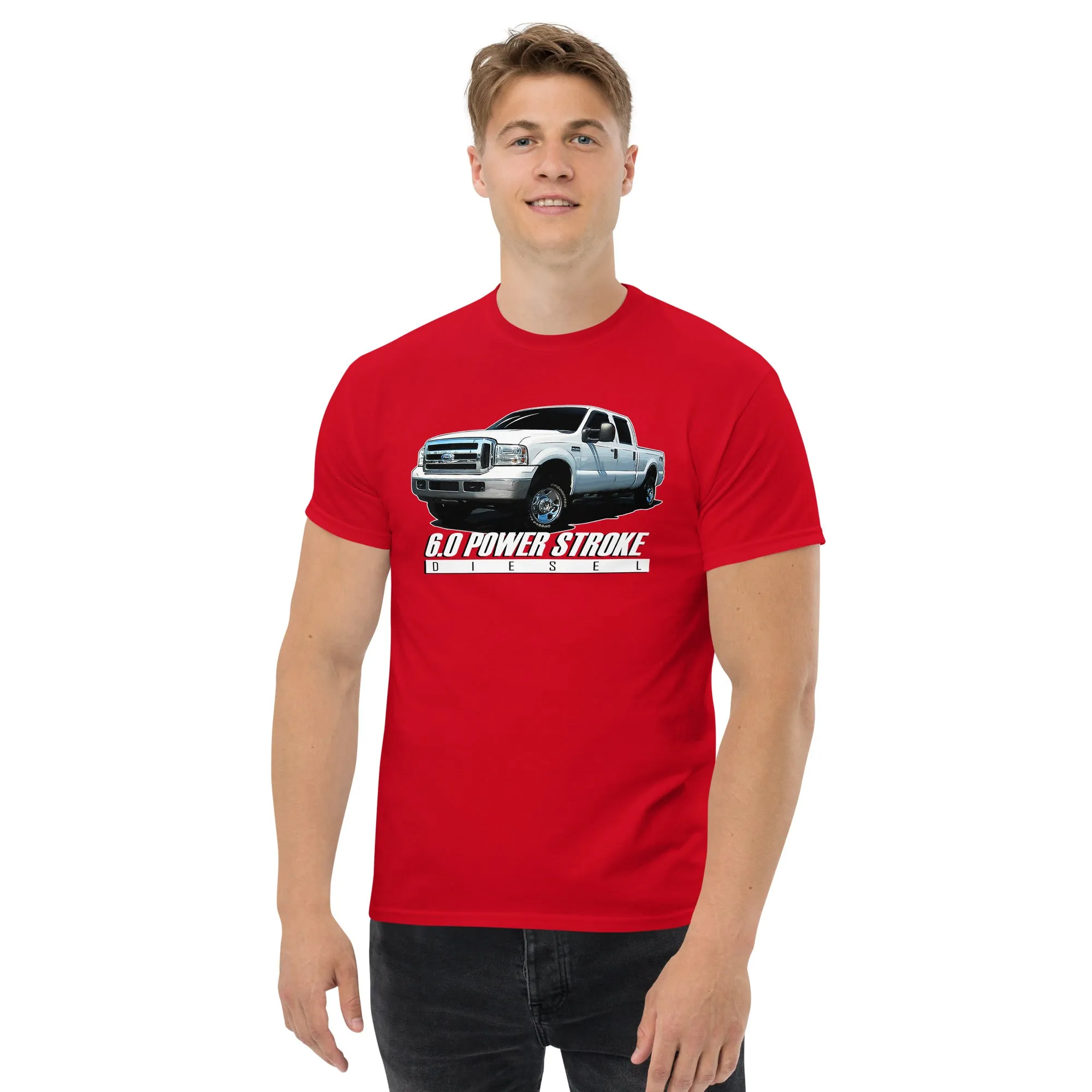 6.0 Power Stroke Diesel T-Shirt With F250 Crew Cab Design