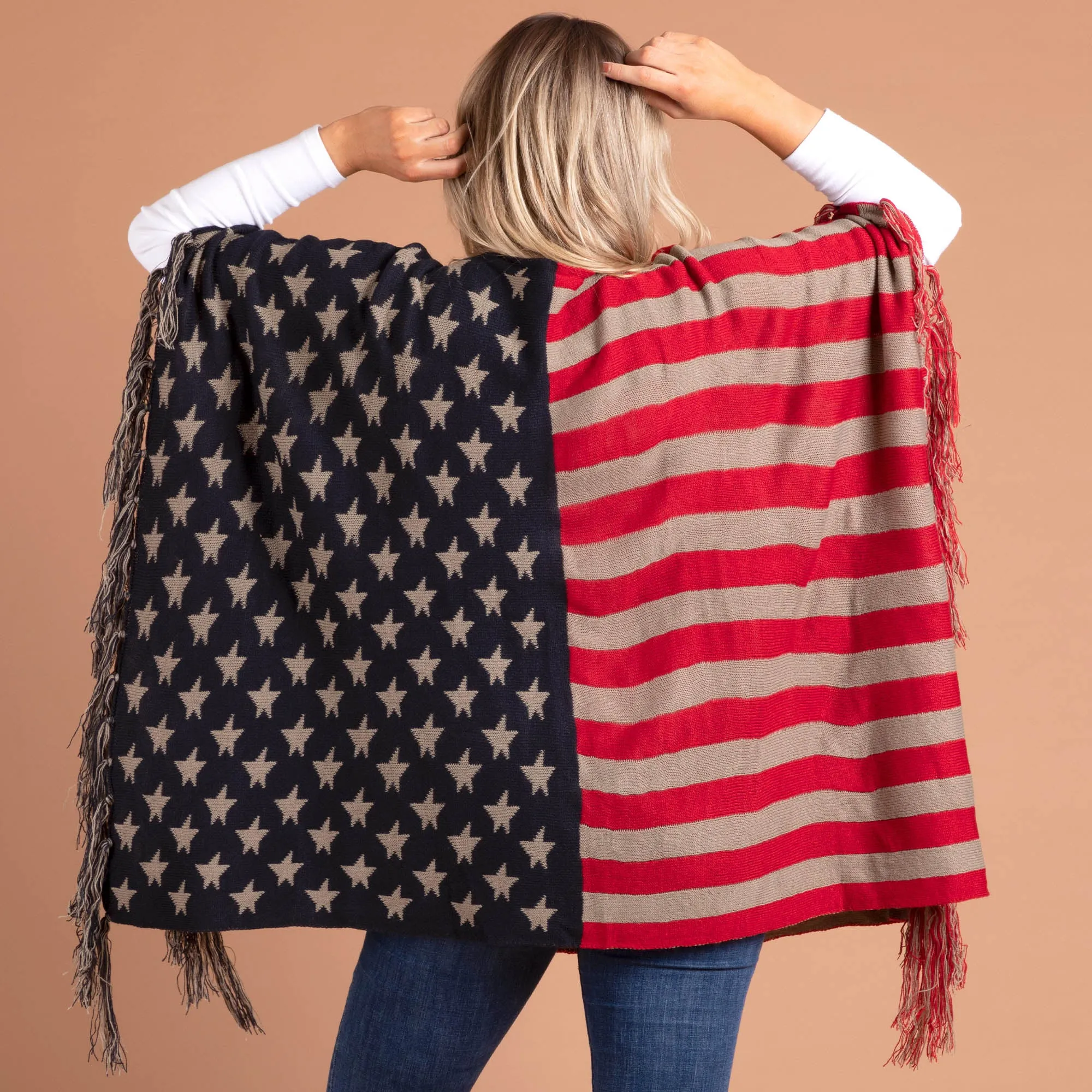 Americana Fringe Trim Poncho