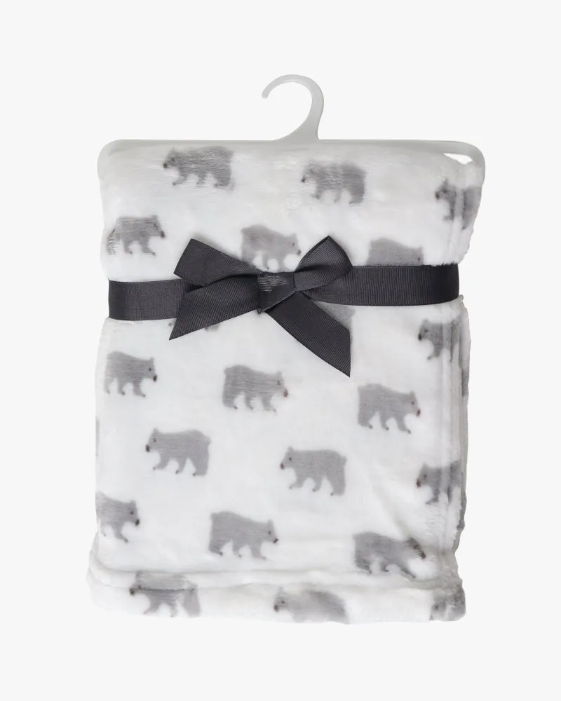 Baby Fleece Blanket - Grey Bear