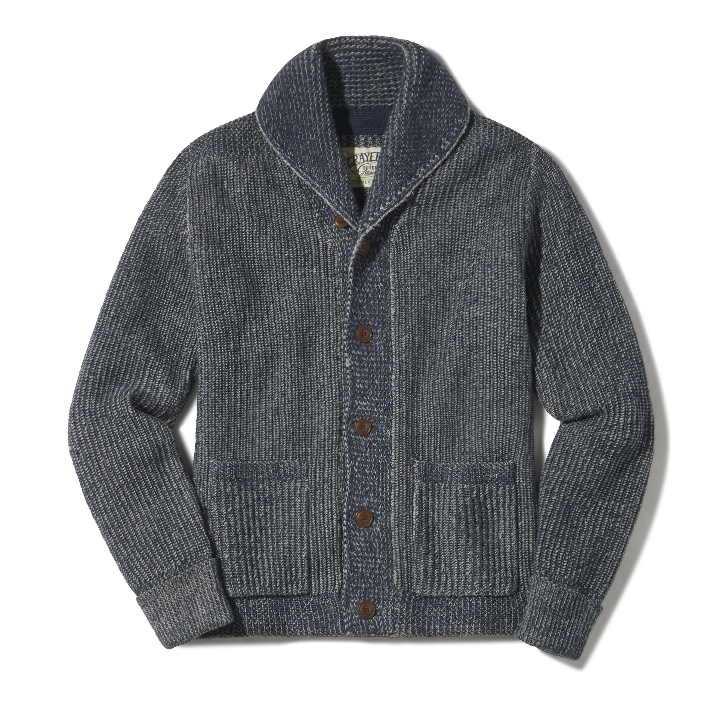 Belmont Plaited Cardigan Sweater - Blue Charcoal