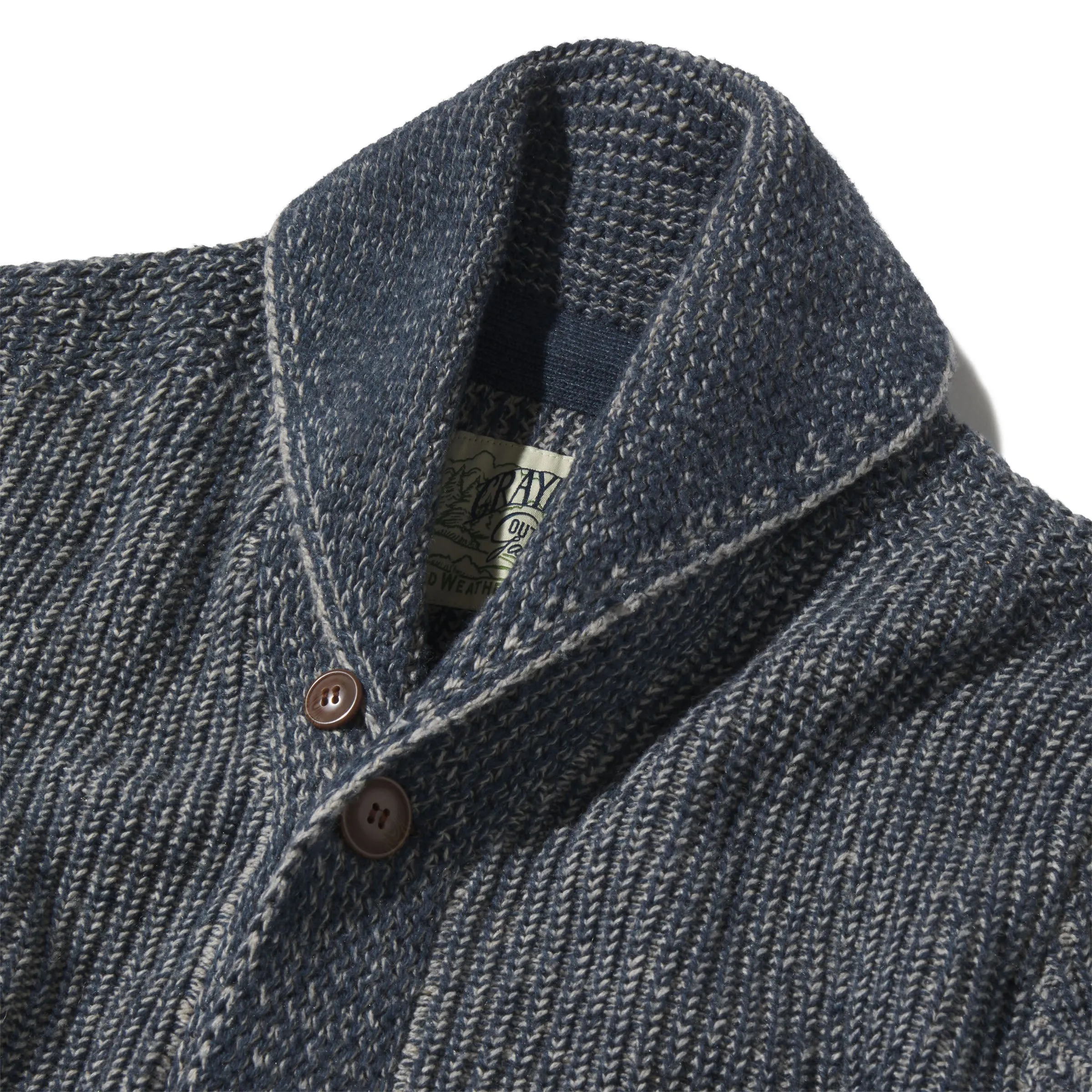 Belmont Plaited Cardigan Sweater - Blue Charcoal