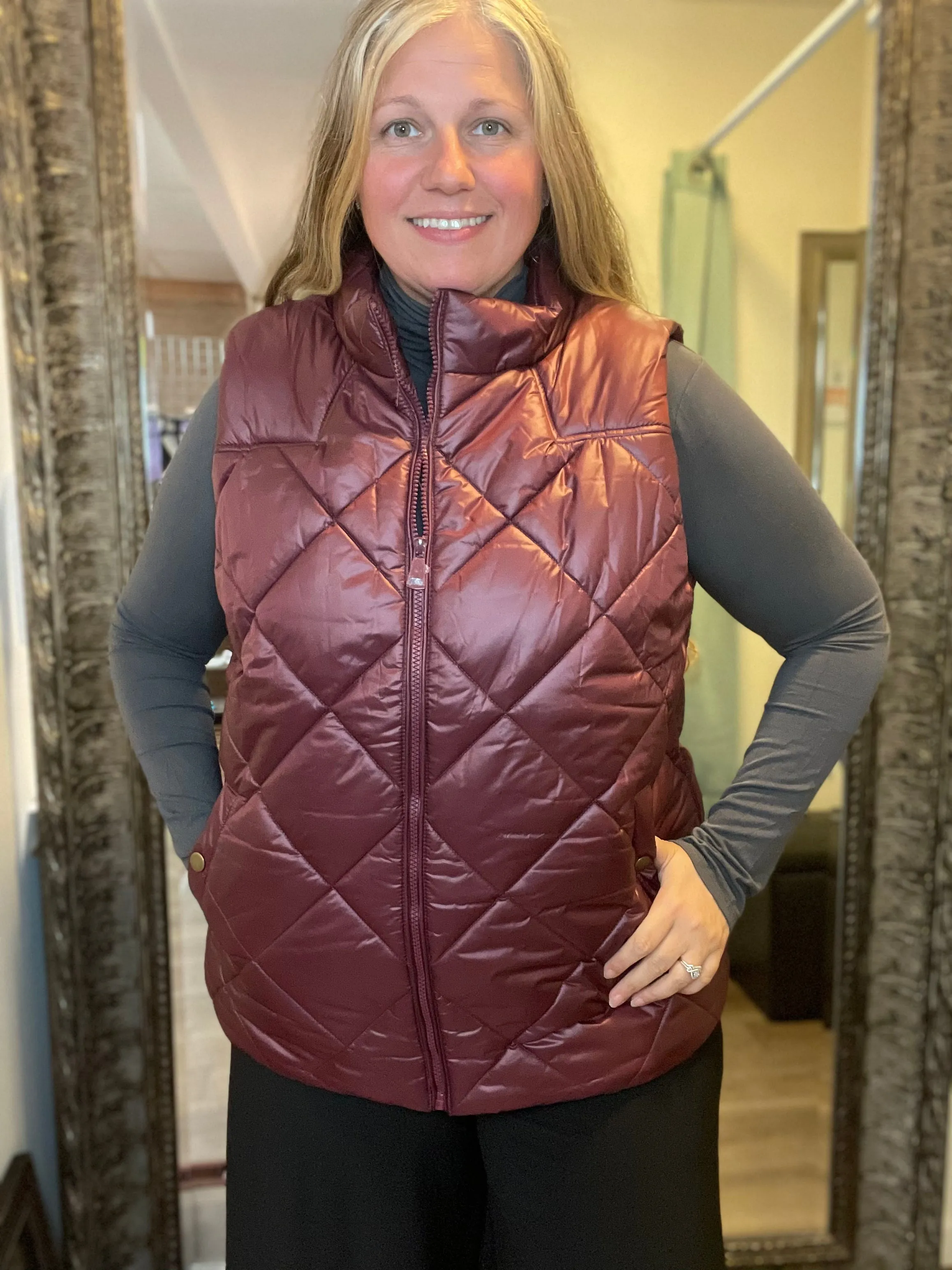 Burgundy Puffer Vest