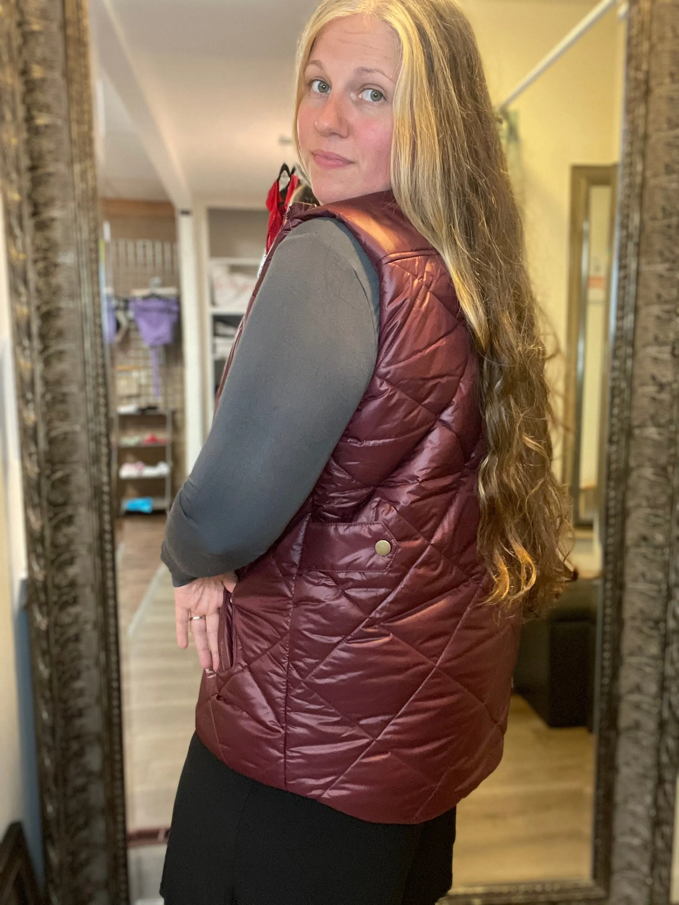 Burgundy Puffer Vest