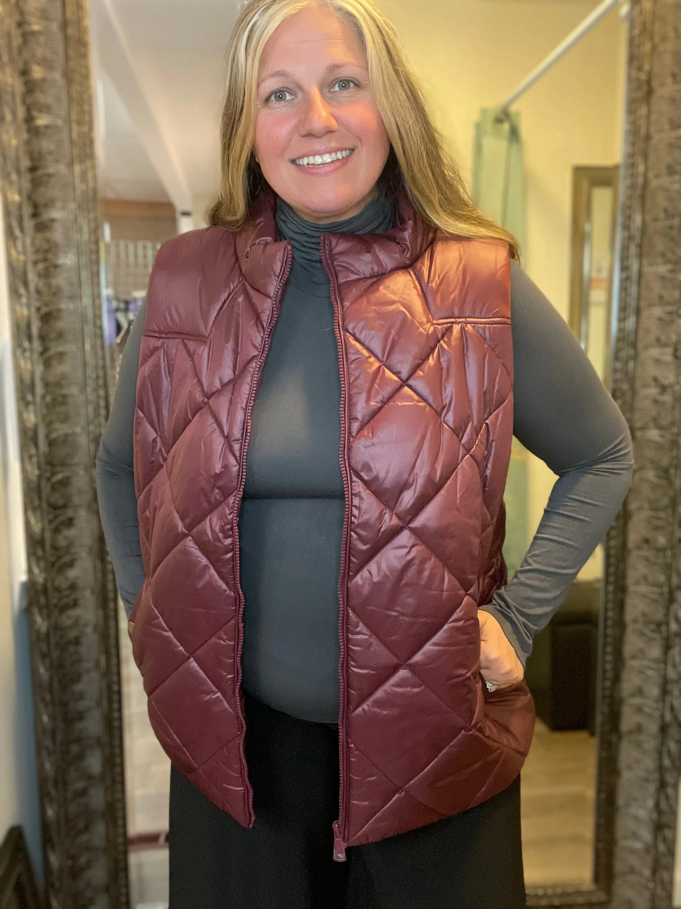 Burgundy Puffer Vest