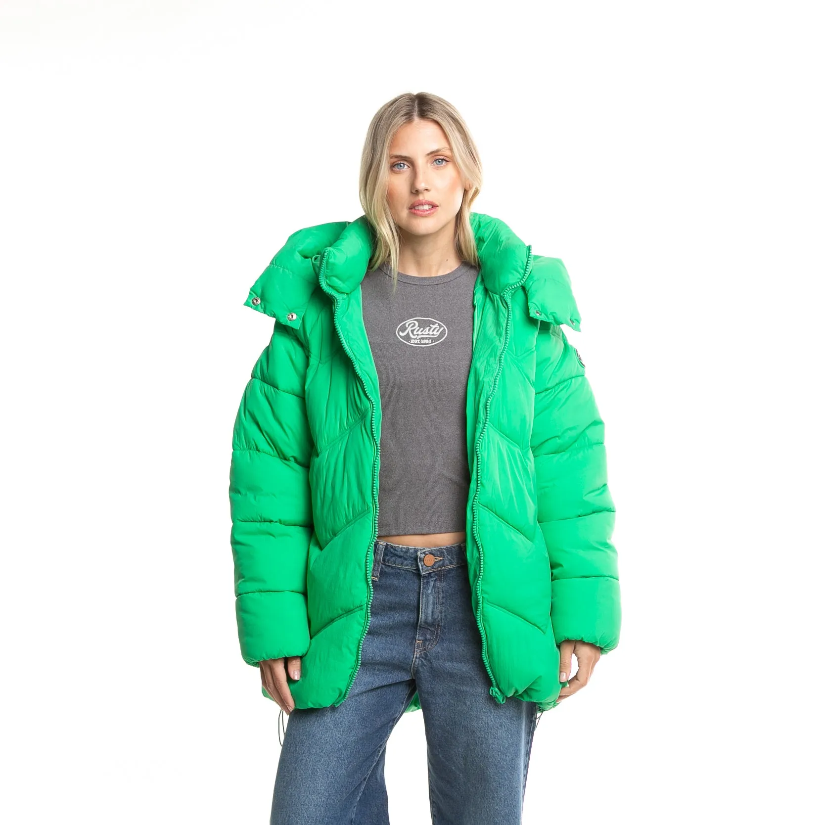 Campera Abrigo Rusty Higher Puffer Coat Ld* Verde Manzana