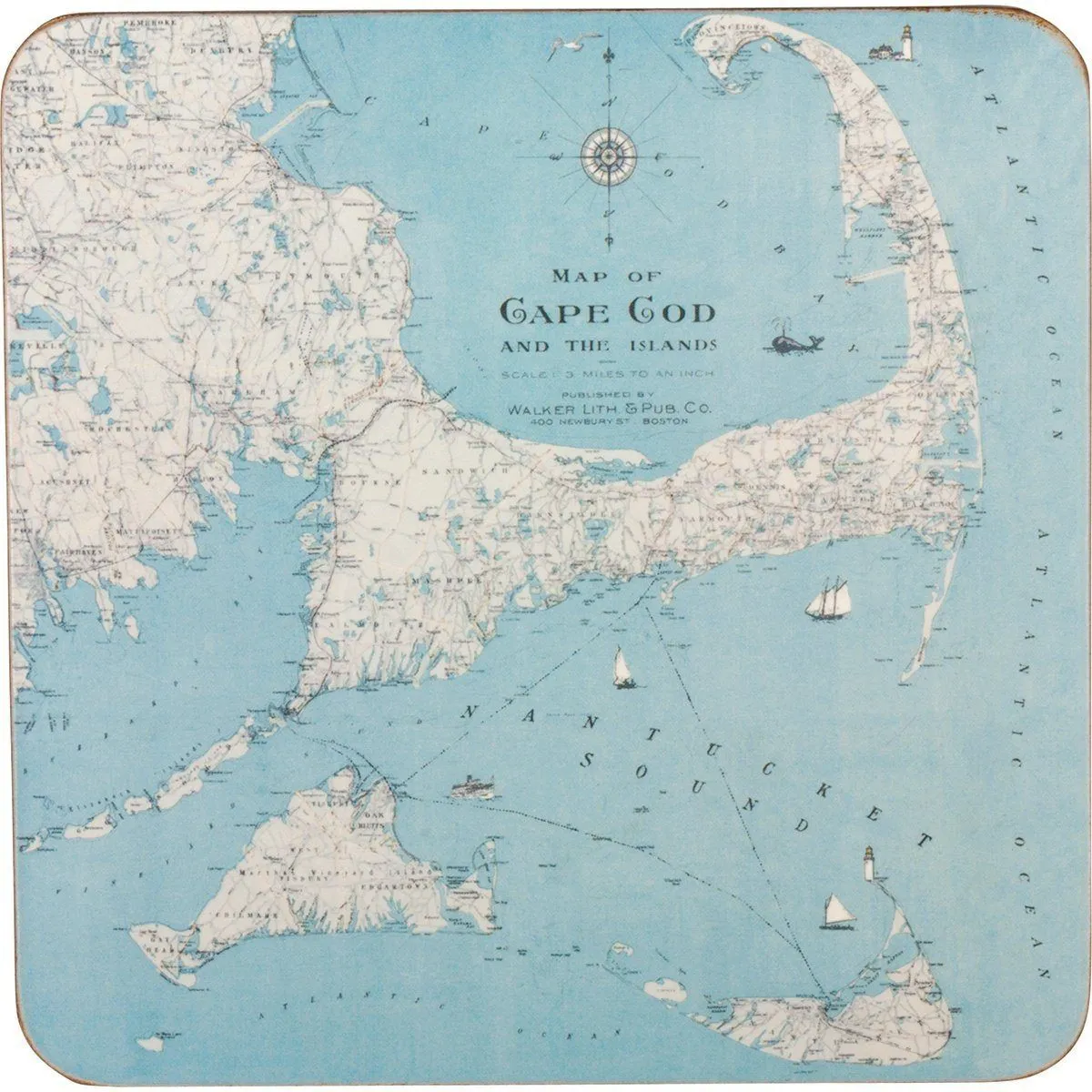 Cape Cod Square Art Coasters - Set of 4