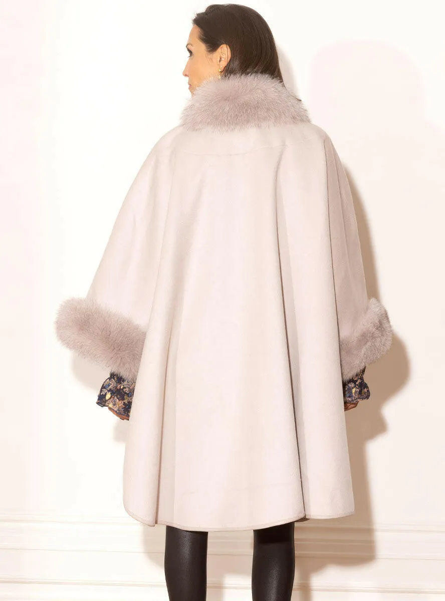 Cashmere & Wool Blend Cape with Fox Fur