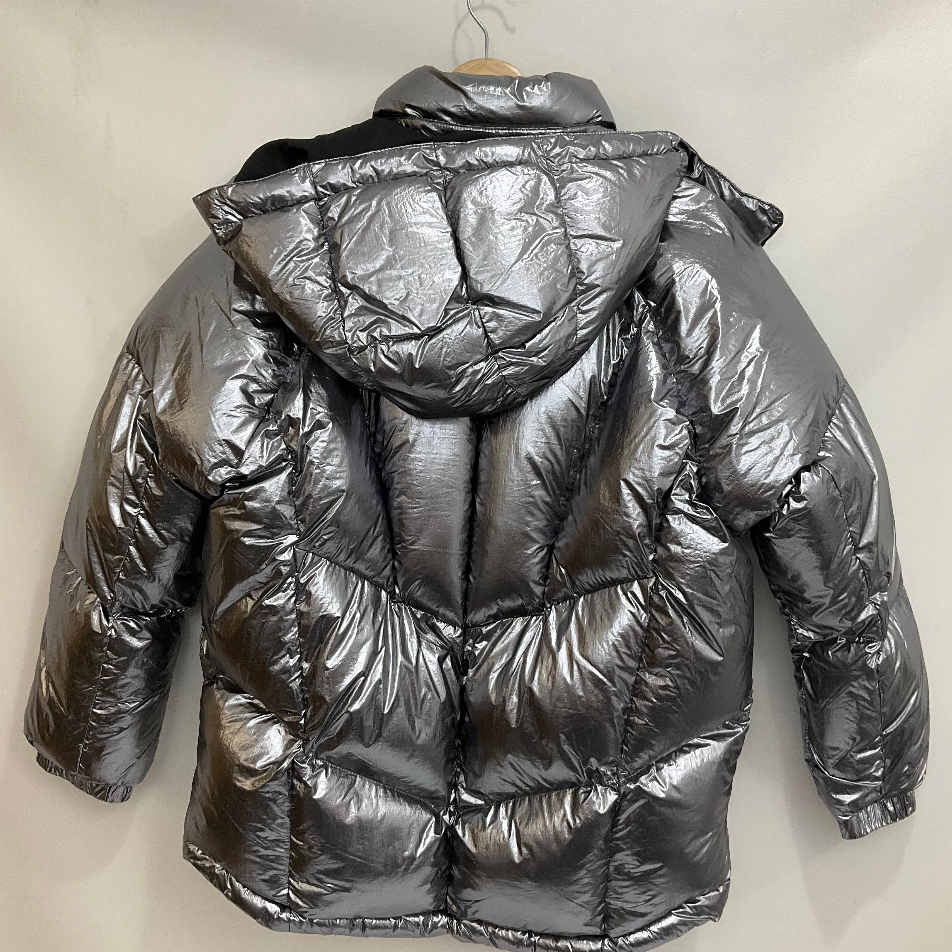 Coat Puffer & Quilted By Top Shop In Silver, Size: 2