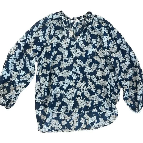 Cotton gauze print blouse