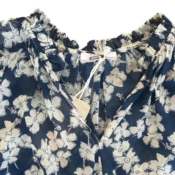 Cotton gauze print blouse