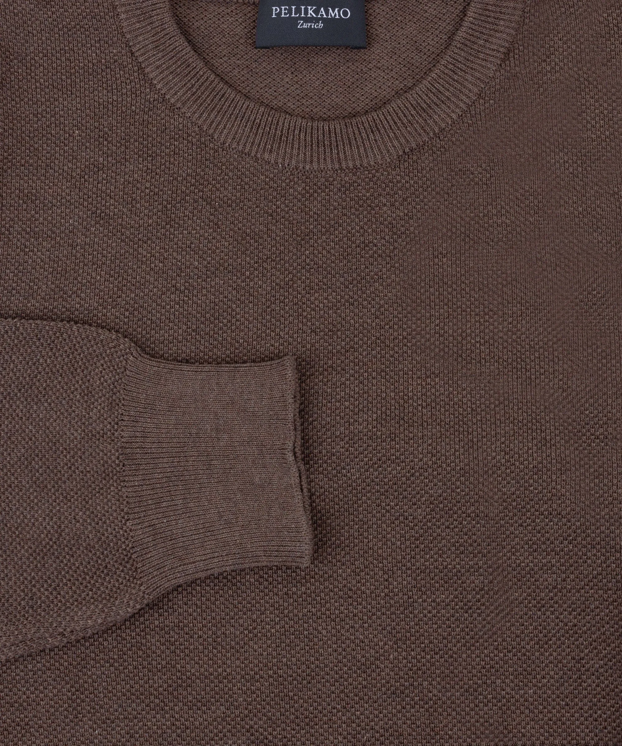 Cotton Pique Crewneck Sweater