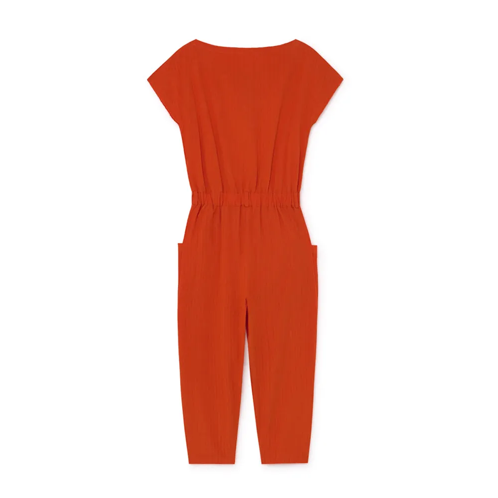 CRUSHED COTTON JUMPSUIT - Orange