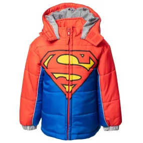 DC Comics Justice League Superman Zip Up Winter Coat Puffer Jacket