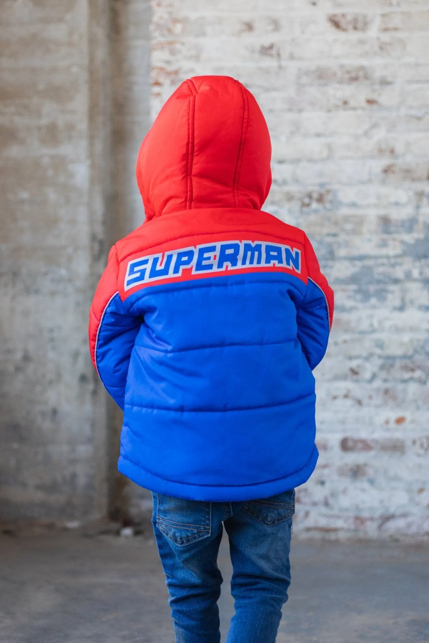 DC Comics Justice League Superman Zip Up Winter Coat Puffer Jacket