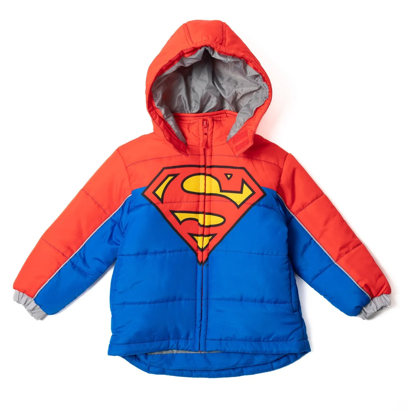 DC Comics Justice League Superman Zip Up Winter Coat Puffer Jacket