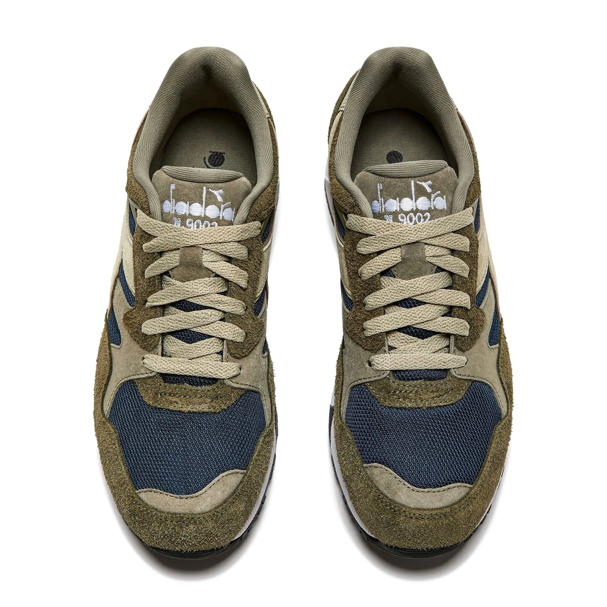 Diadora N9002 Winter Pack Trainers in Beach and Warm Olive Color