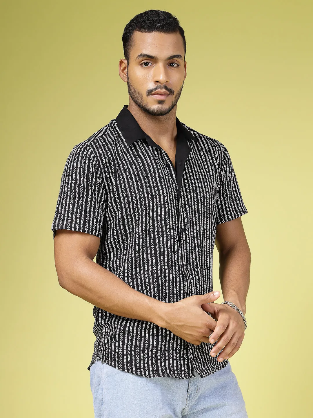 Ethnic Print Men Rayon Shirt