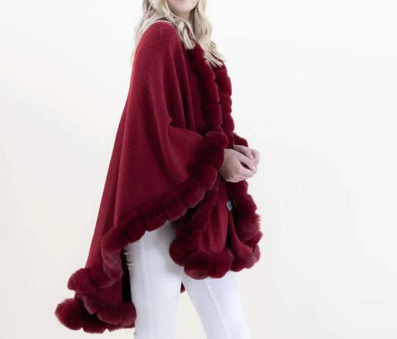 Faux Fur Trim Cape