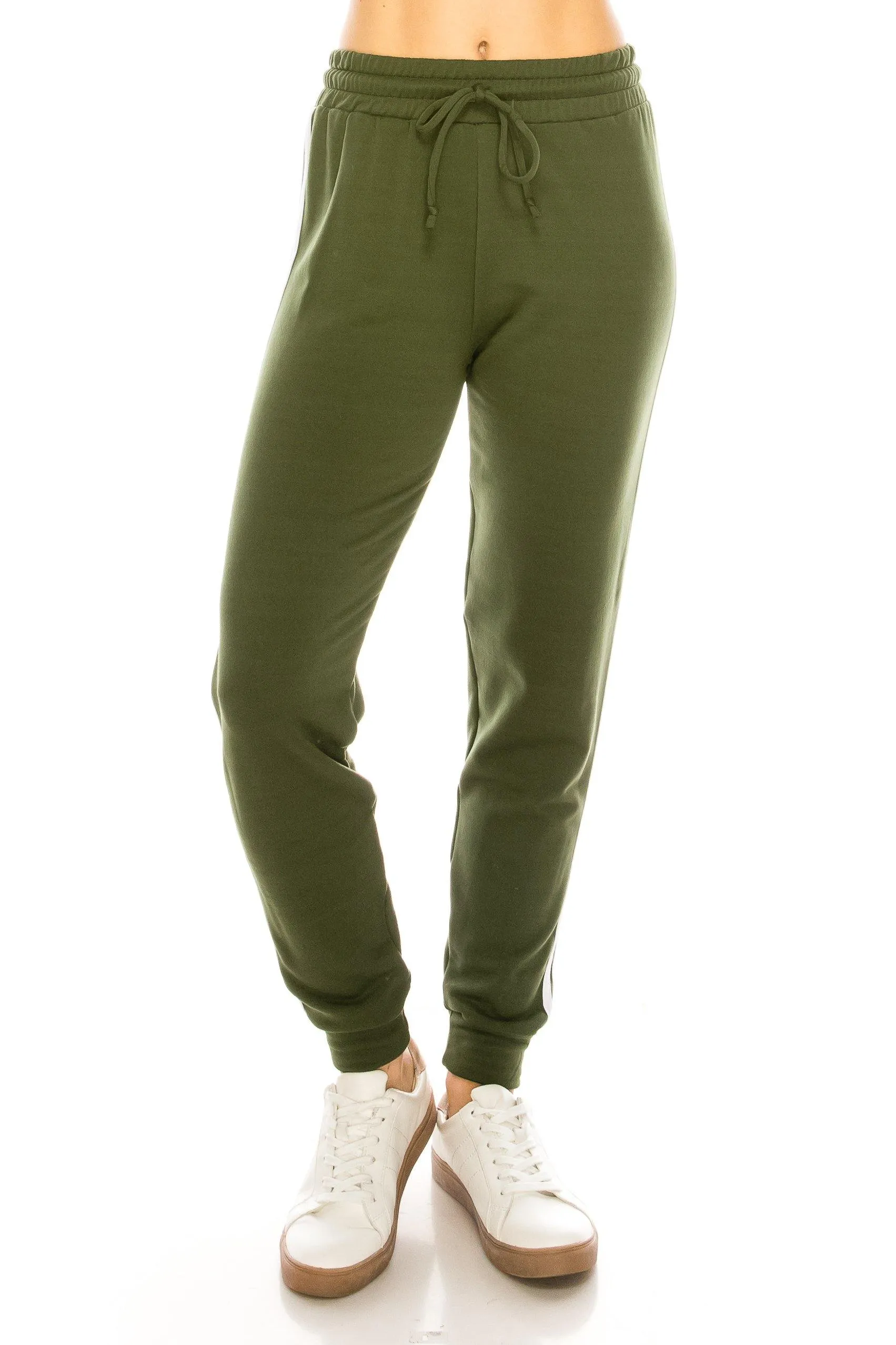 Fleece Jogger Pants - Soft Winter Warm Striped Sweatpants