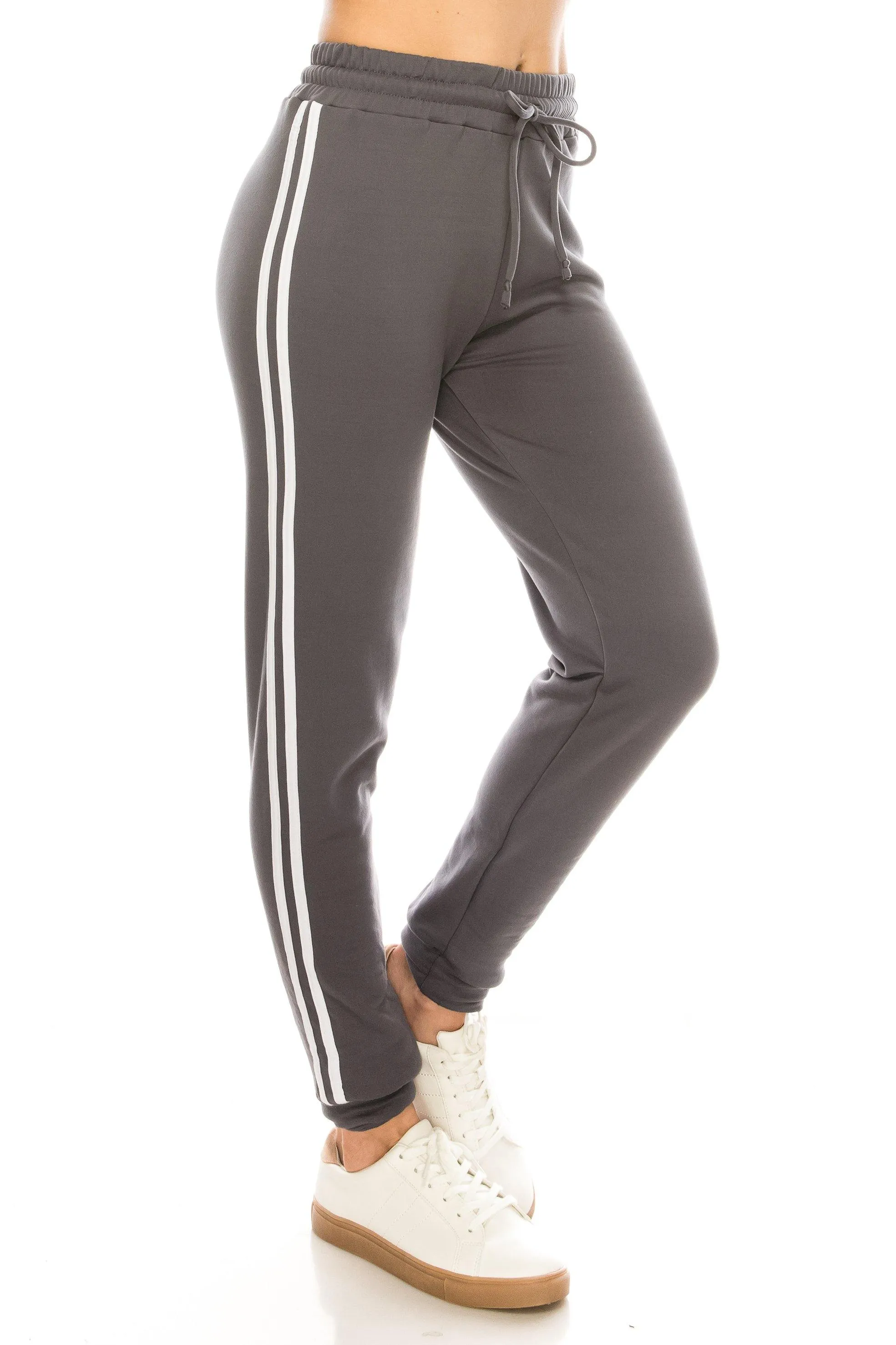 Fleece Jogger Pants - Soft Winter Warm Striped Sweatpants