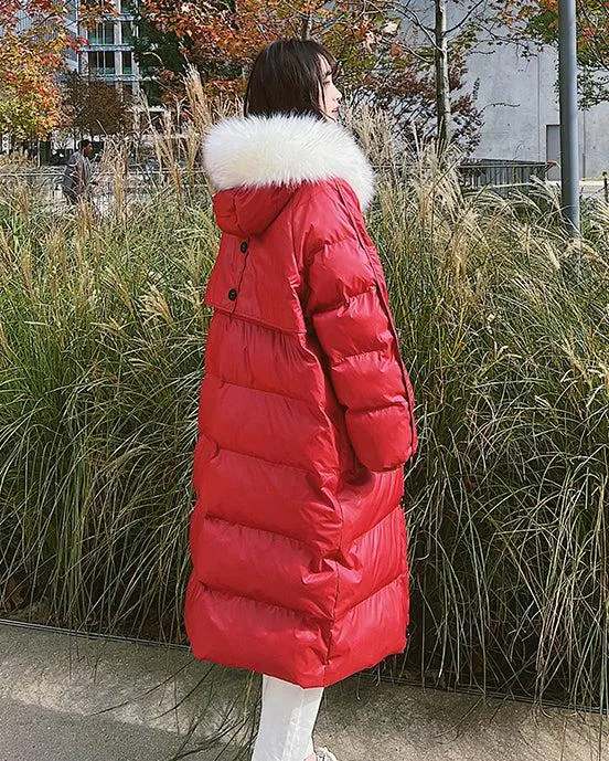 Fur Hooded Long Puffer Coat