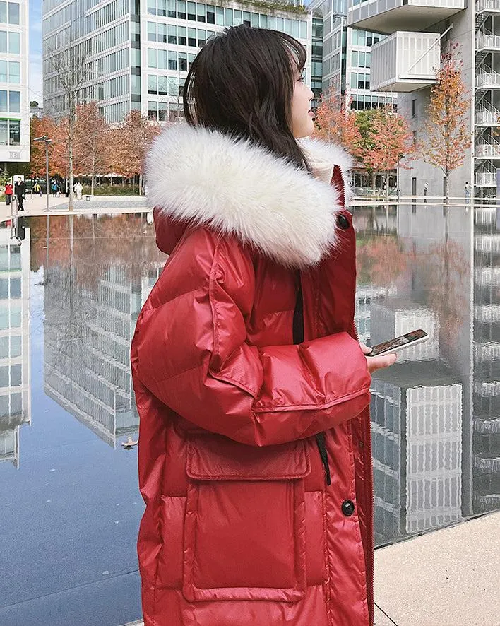 Fur Hooded Long Puffer Coat