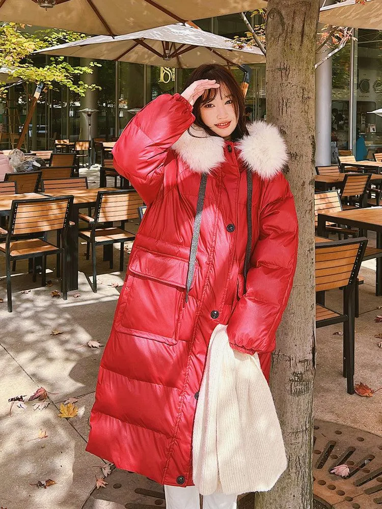 Fur Hooded Long Puffer Coat