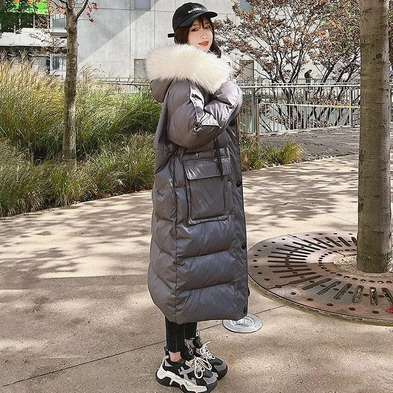 Fur Hooded Long Puffer Coat