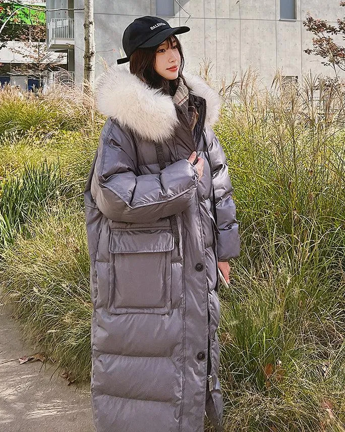 Fur Hooded Long Puffer Coat