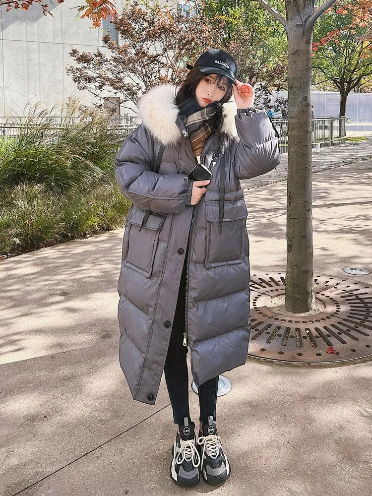 Fur Hooded Long Puffer Coat