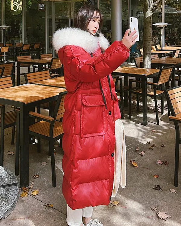 Fur Hooded Long Puffer Coat