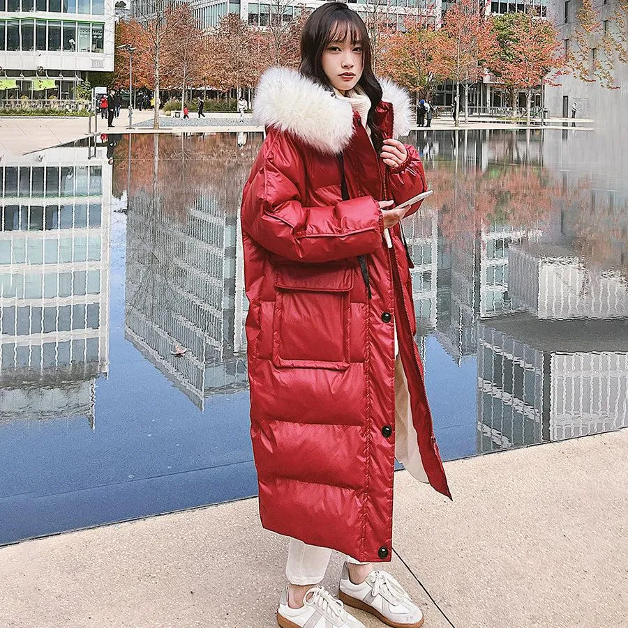 Fur Hooded Long Puffer Coat