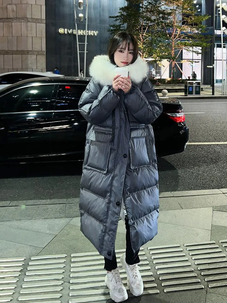 Fur Hooded Long Puffer Coat