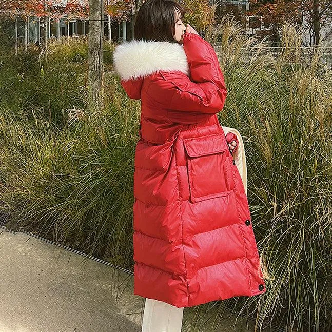 Fur Hooded Long Puffer Coat