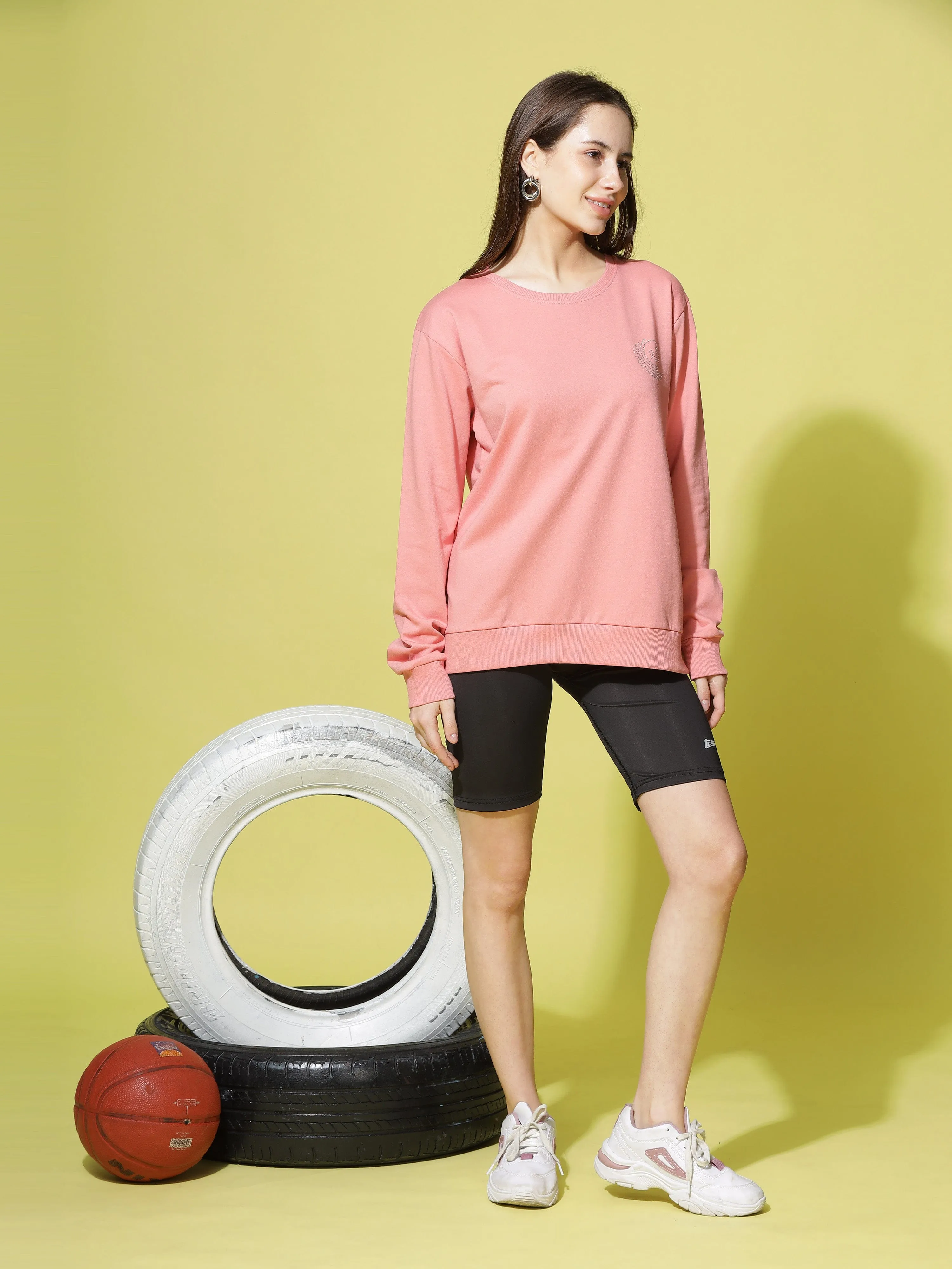 Hosiery Cotton Sweatshirt Peach