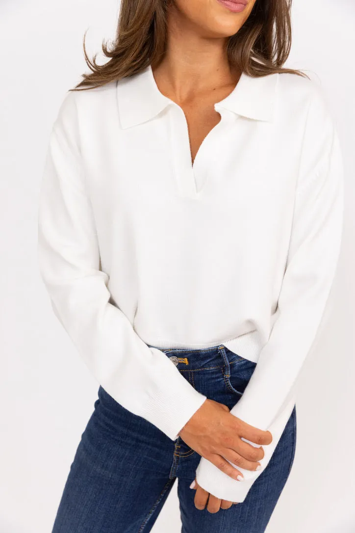 Ivory Vneck Sweater Top