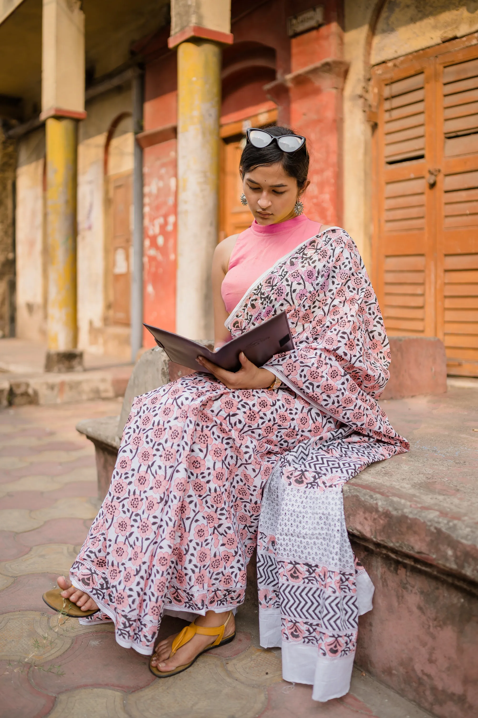 Kaisori Aira cotton hanblockprinted cotton saree 003