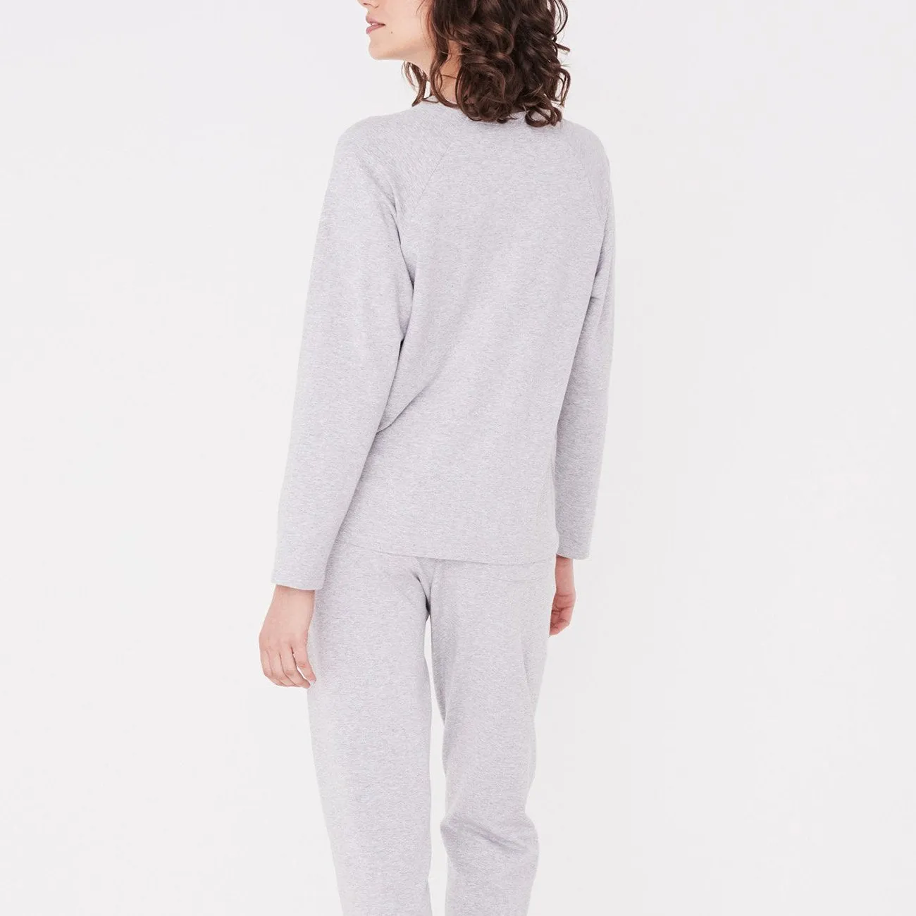 KIN FLEECE TOP GREY MARLE