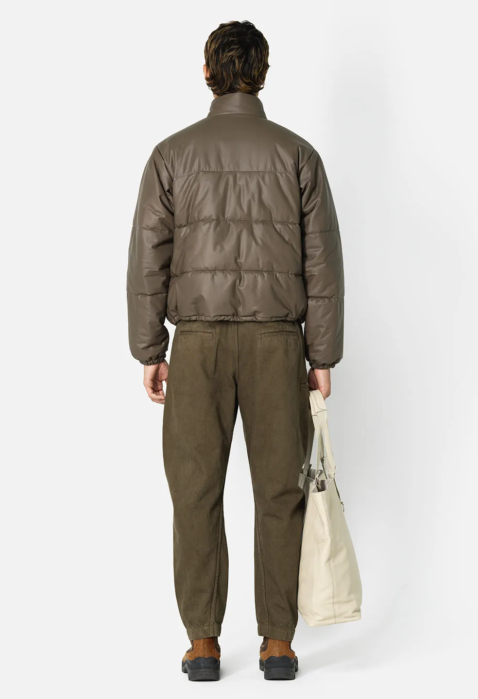 Leather Pico Puffer / Taupe