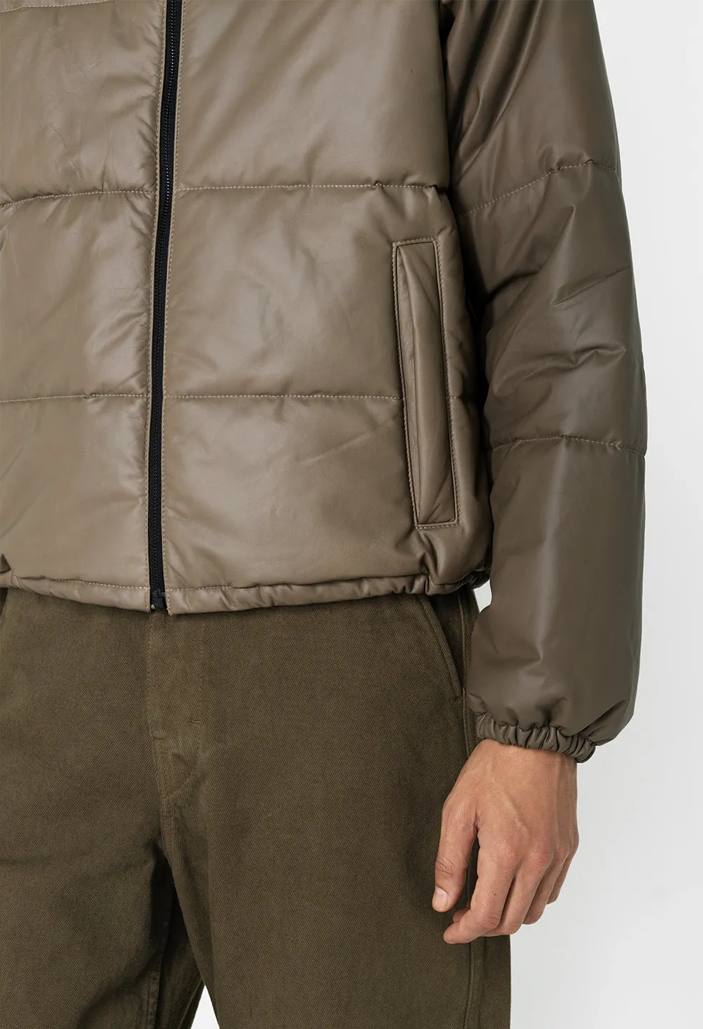 Leather Pico Puffer / Taupe