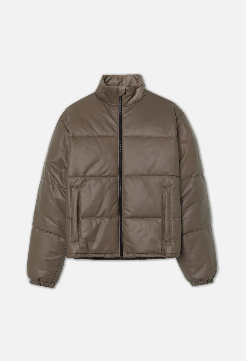 Leather Pico Puffer / Taupe