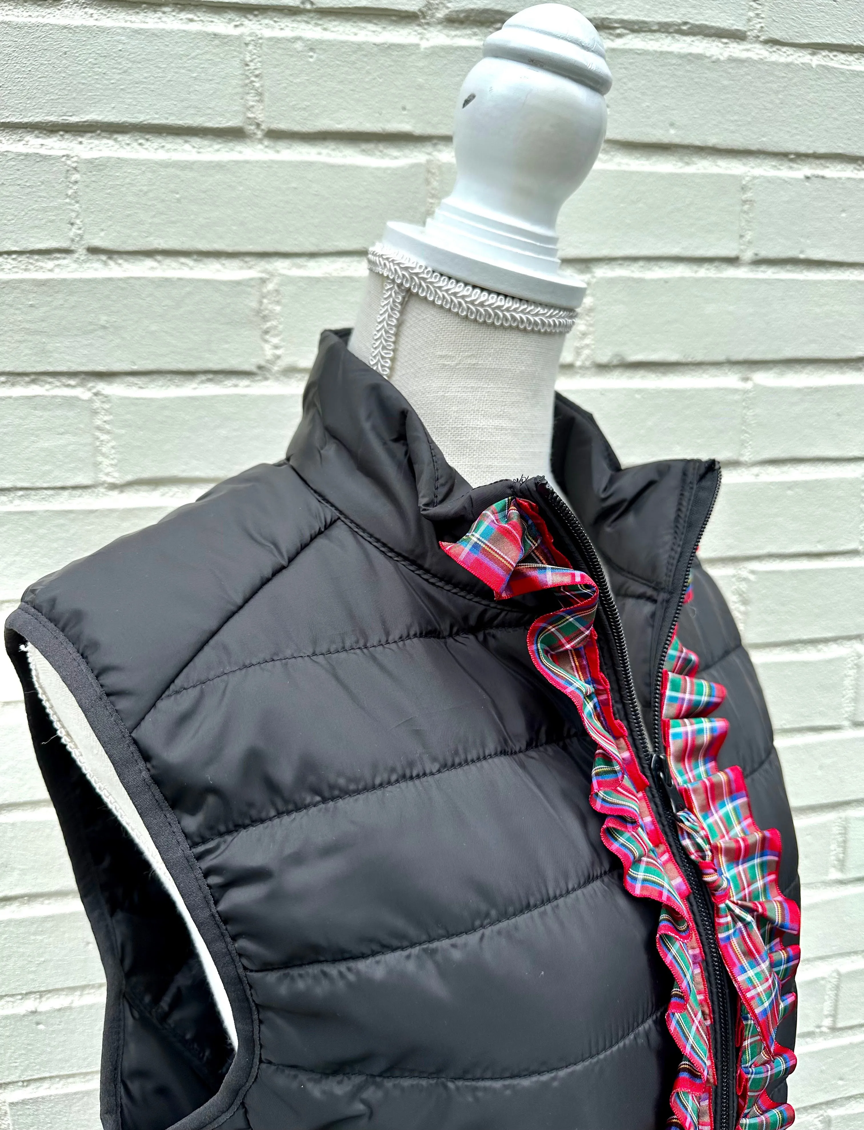 Maggie May Ruffled Ribbon Puffer Vest (PF32)