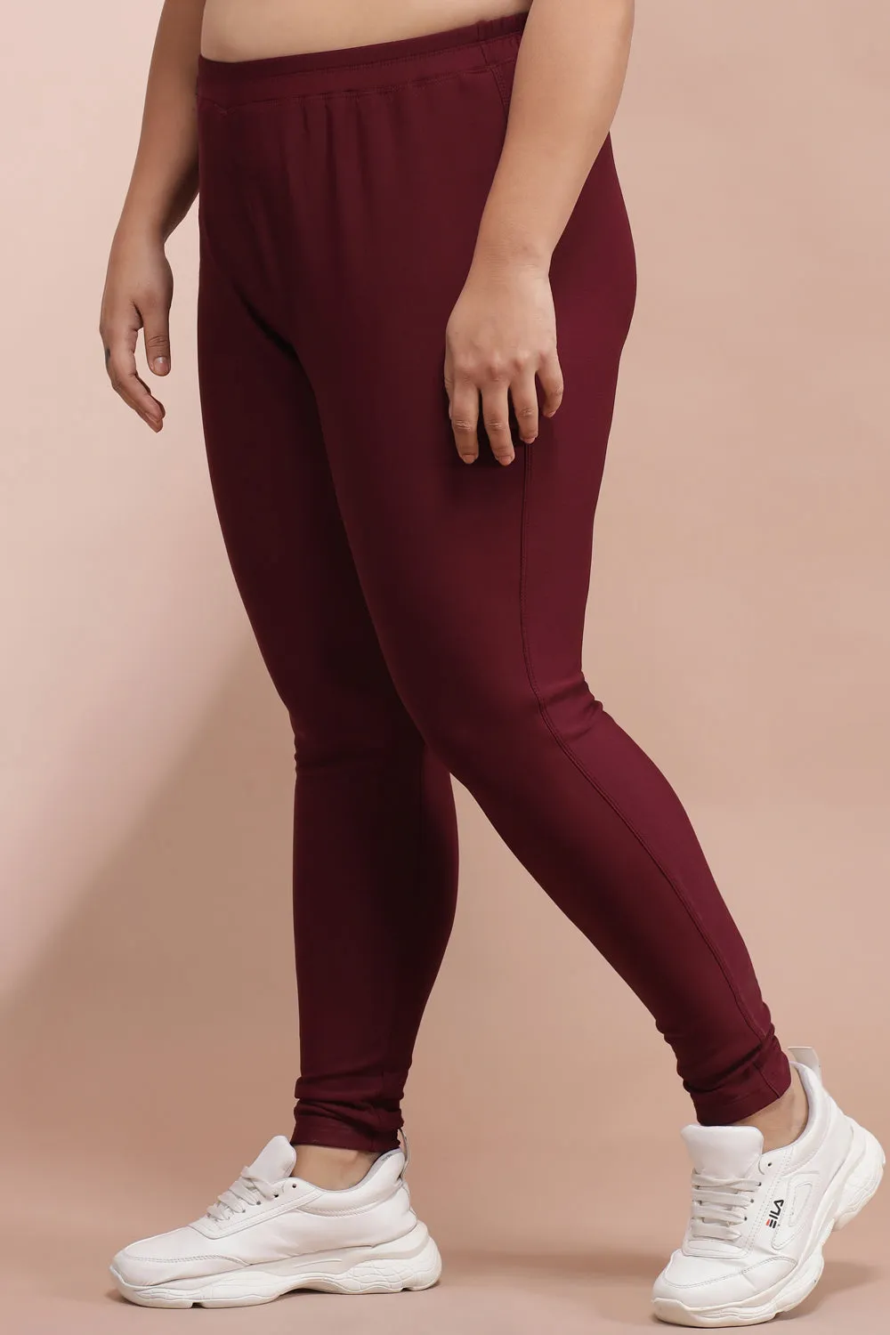 Maroon Warm Winter Fleece Leggings