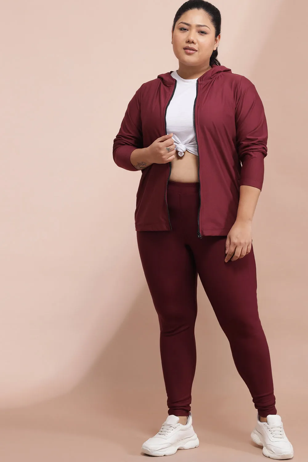 Maroon Warm Winter Fleece Leggings