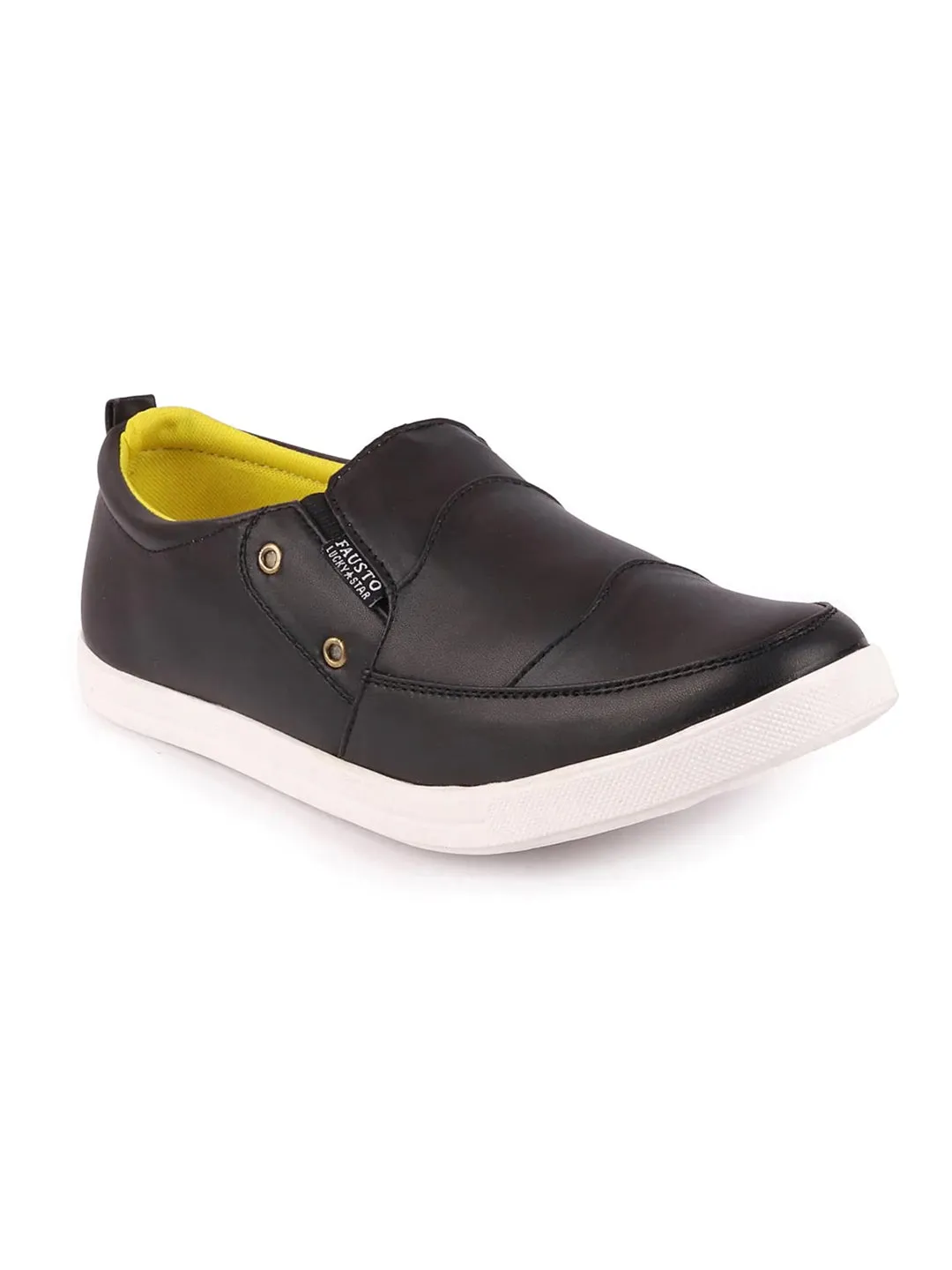 Men Black Casual Slip-On Loafers