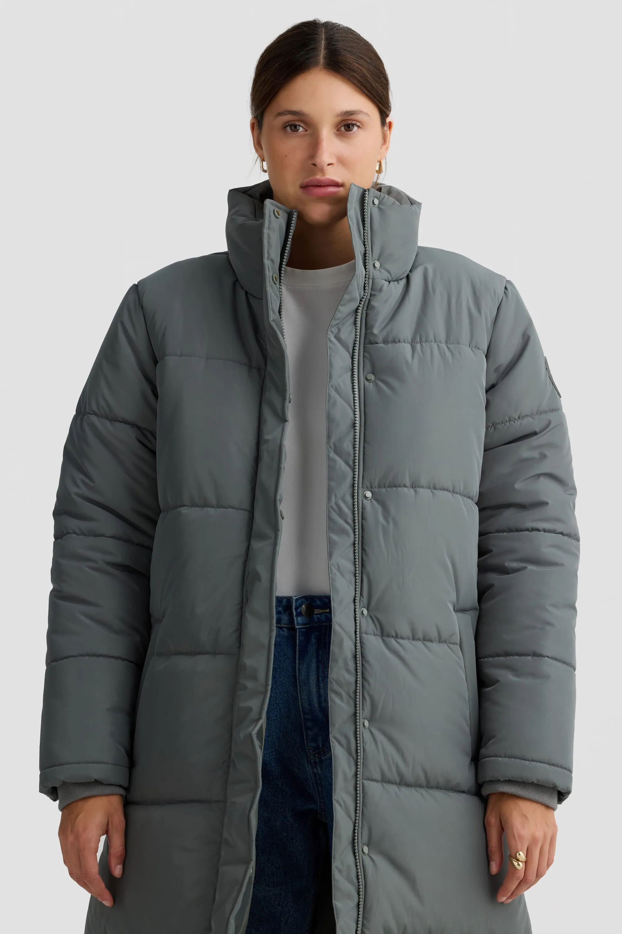 Monty Longline Puffer Jacket Eucalyptus