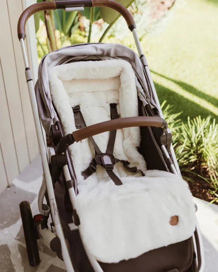 OiOi Reversible Cozy Fleece Pram Liner - Gingham Beige/Fleece