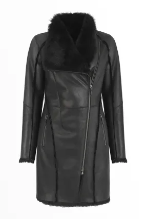 Pearl - Black Shearling Coat