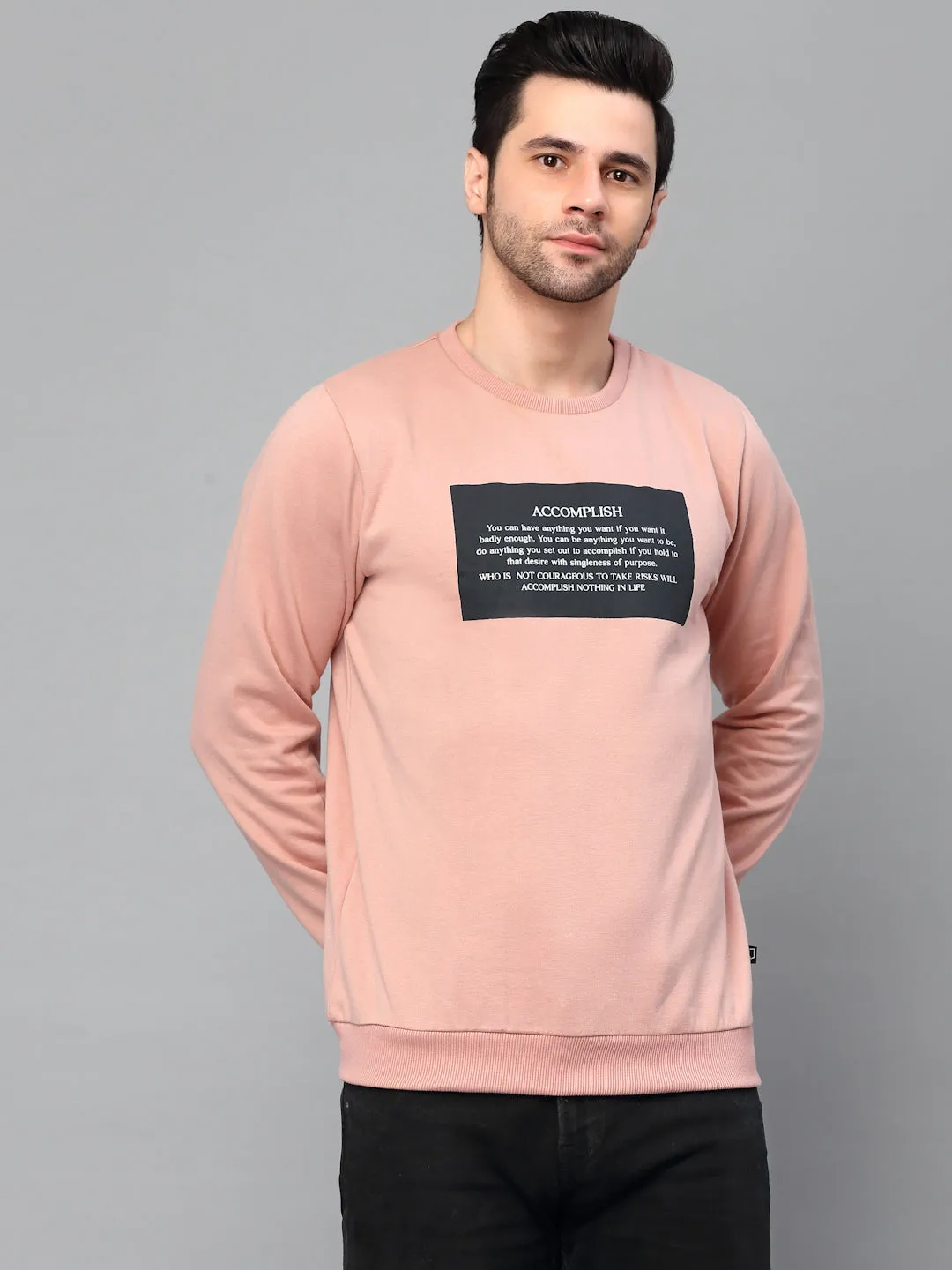 Round Neck Printed Fleece Sweatshirt