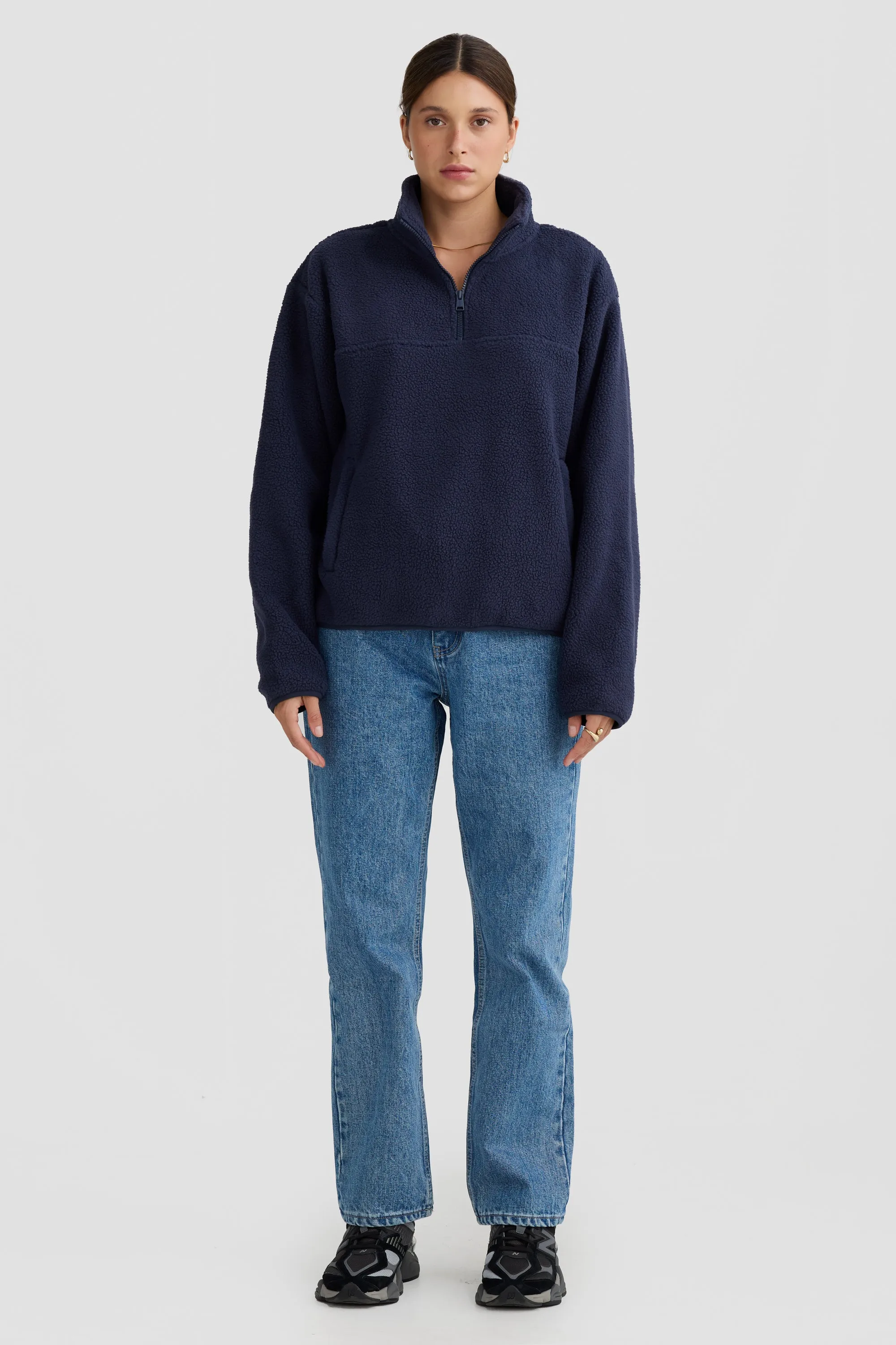 Sherpa Fleece Quarter Zip Navy